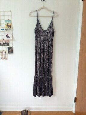 Zara Silver Crushed Velvet Maxi Dress